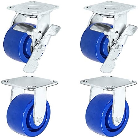 Casterhq 5"x2" Stainless Steel Caster, (2) Swivel Casters W/ Lock, PK4 HD-SSSP-5X2-2SB2R